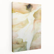 Abstract figurative stretched canvas artwork showcasing vibrant colors and dynamic shapes, ideal for modern home decor. Side view highlights texture and craftsmanship.