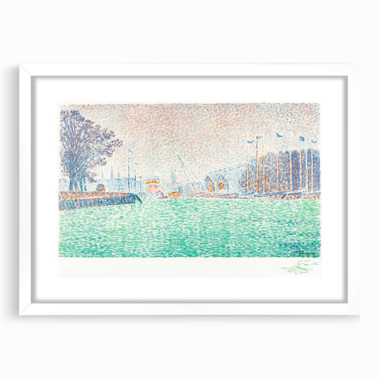 Modern Wall Art of a Tranquil Waterfront Scene - Abstract Modern Decor