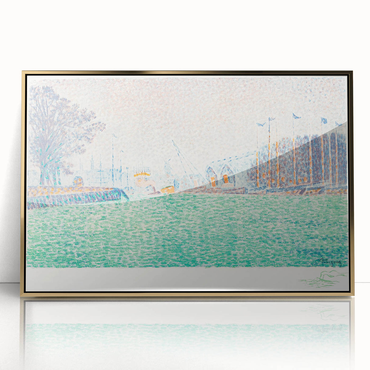 Modern Wall Art of a Tranquil Waterfront Scene - Abstract Modern Decor