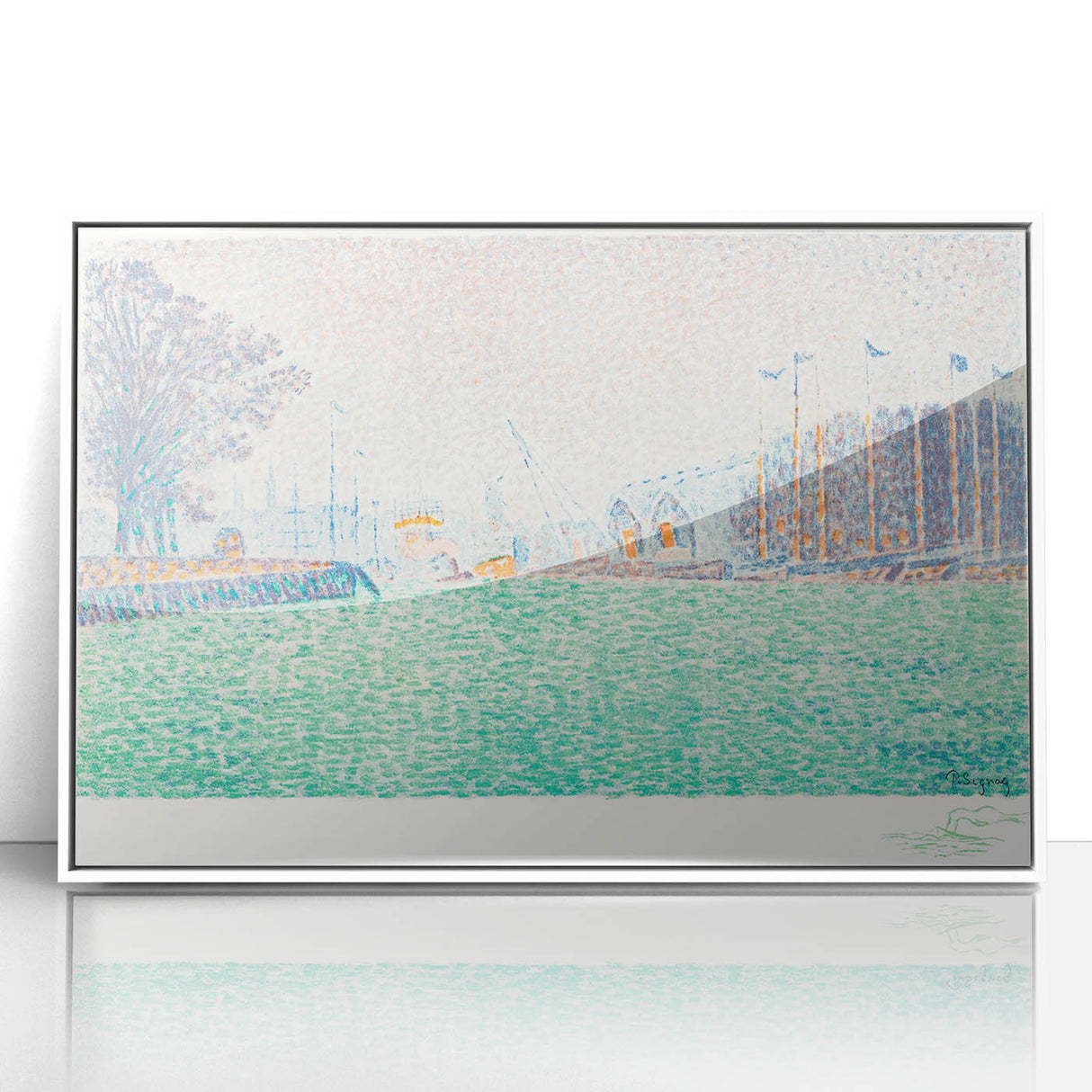 Modern Wall Art of a Tranquil Waterfront Scene - Abstract Modern Decor