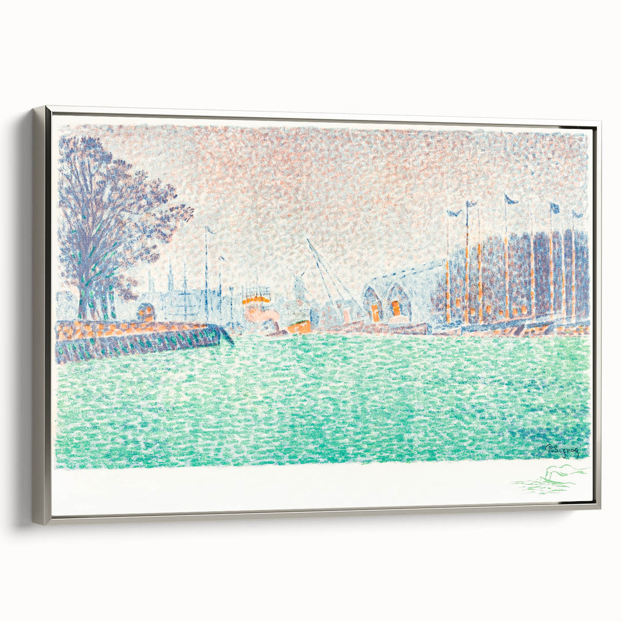 Modern Wall Art of a Tranquil Waterfront Scene - Abstract Modern Decor