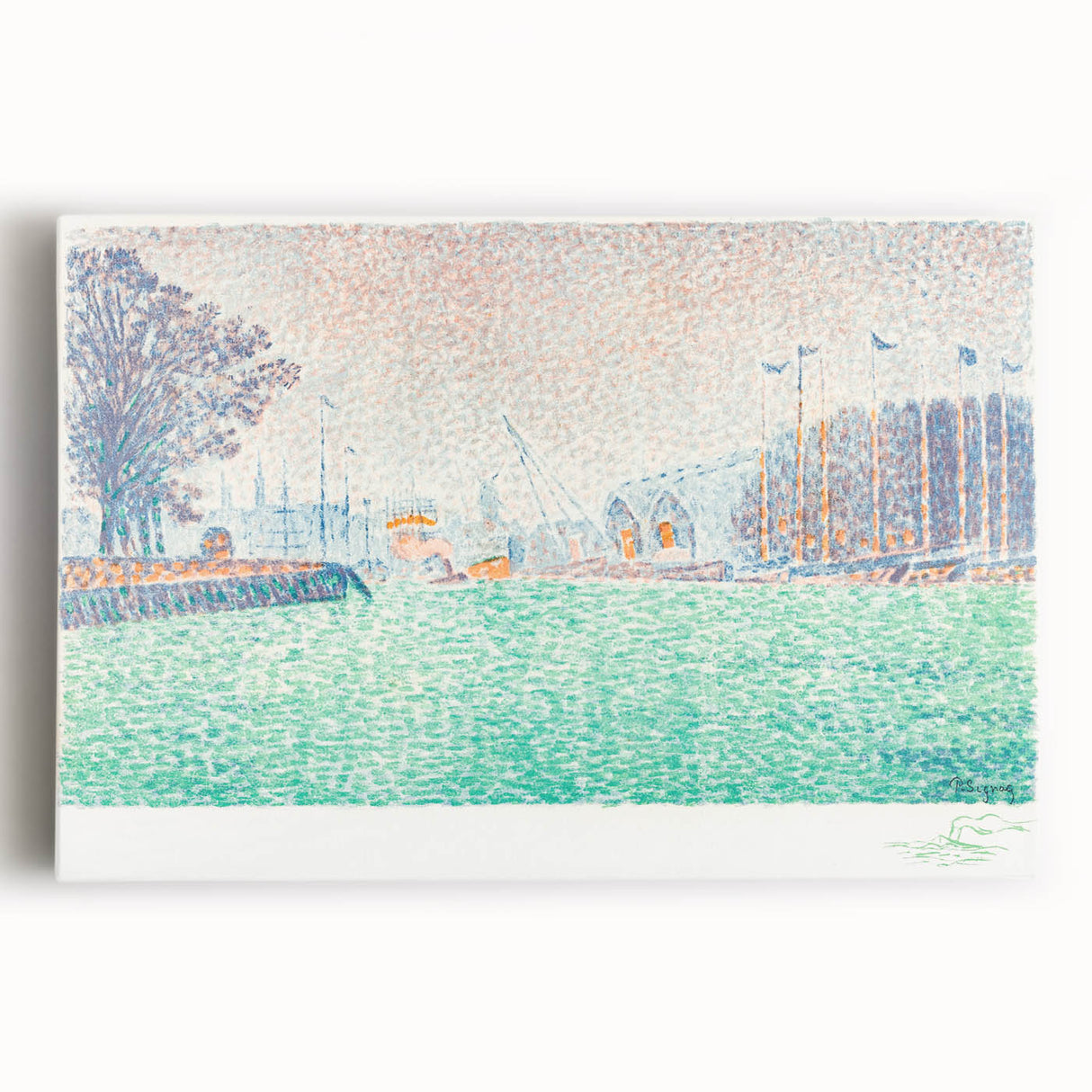 Modern Wall Art of a Tranquil Waterfront Scene - Abstract Modern Decor