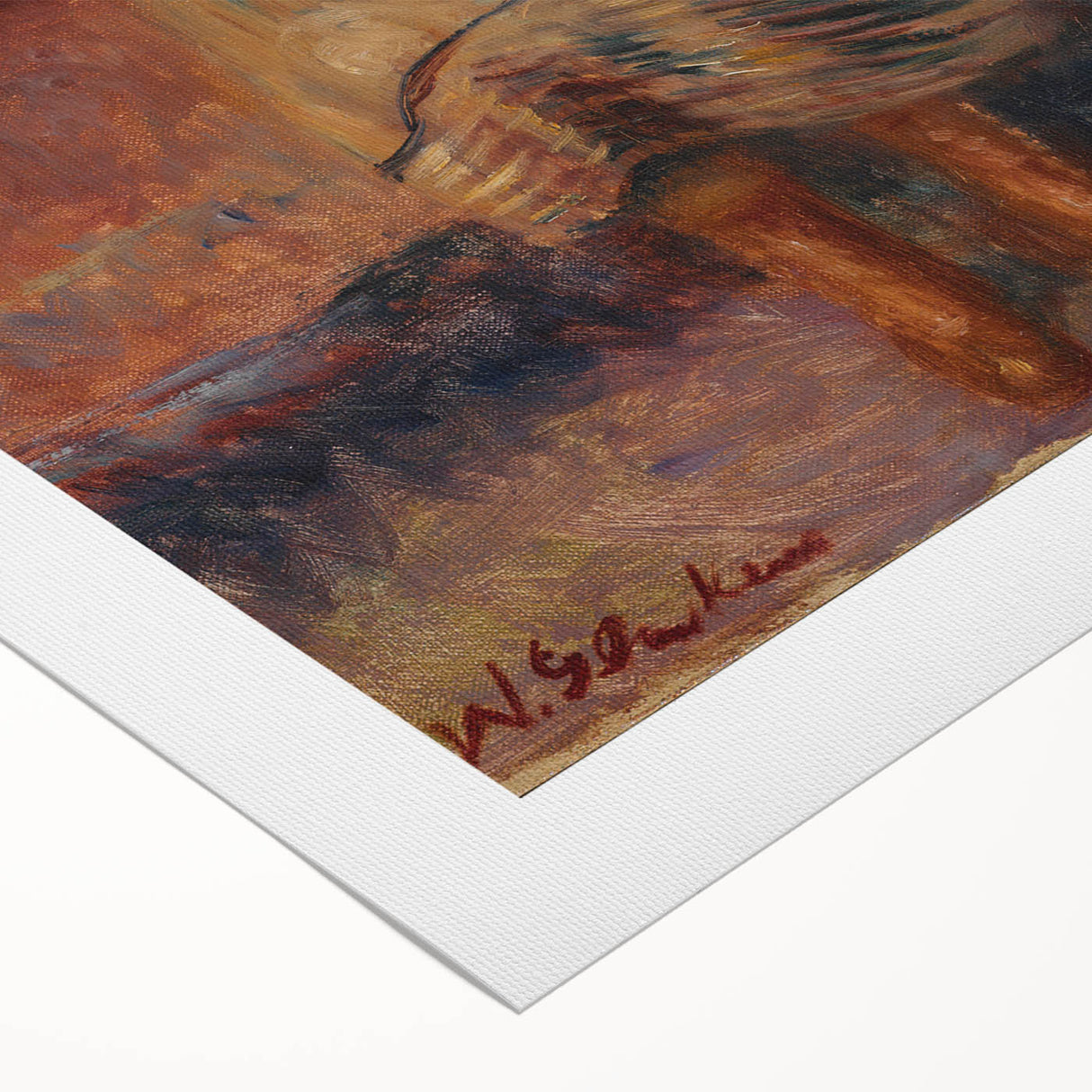 Modern Wall Art - Woman Seated on Red Sofa in Vibrant Impressionist Style