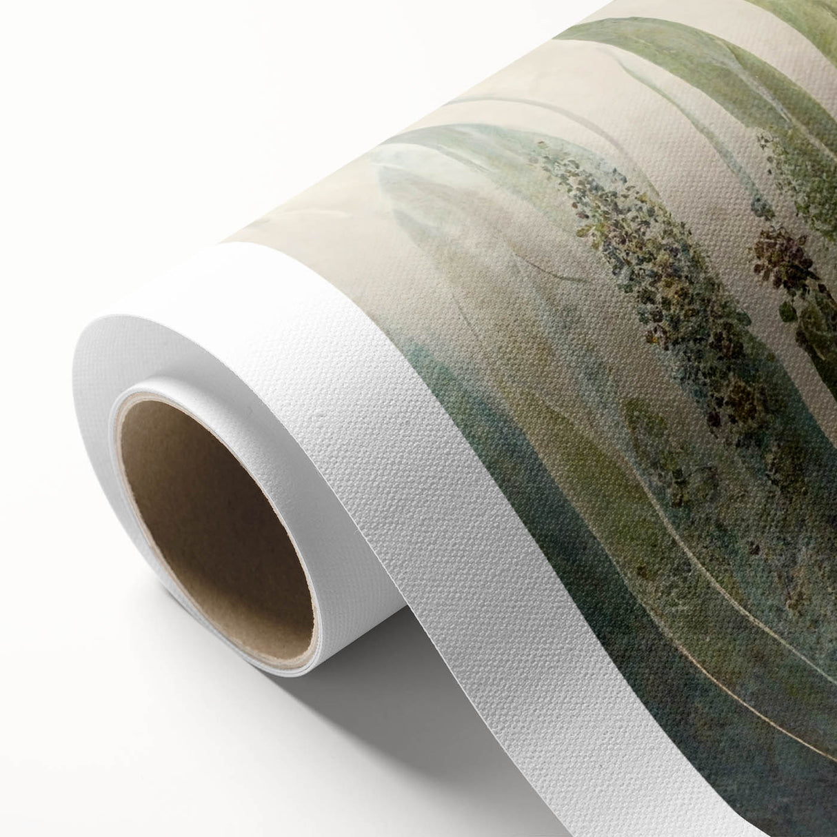 Abstract floral wall art on rolled canvas, showcasing vibrant colors and intricate designs. Perfect for modern home decor, packaged securely in a durable tube for delivery.