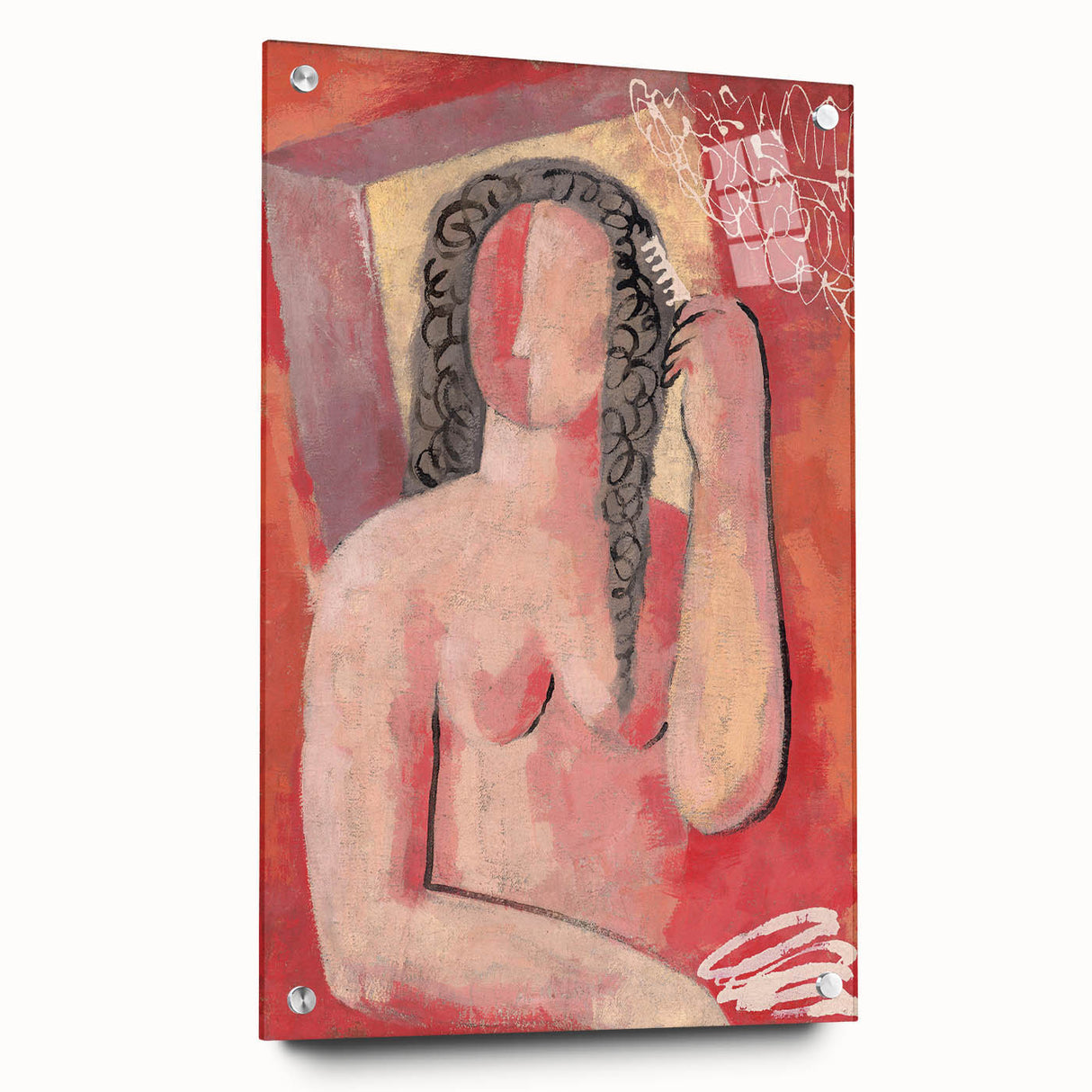 Modern Wall Art - Abstract Grooming Portrait in Warm Minimalist Style