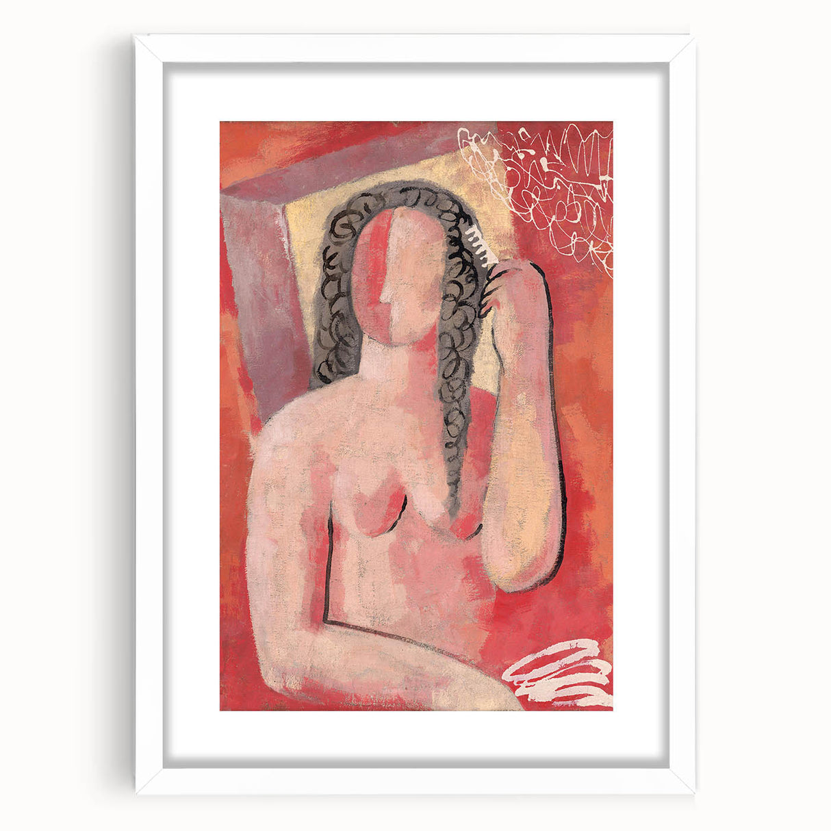 Modern Wall Art - Abstract Grooming Portrait in Warm Minimalist Style