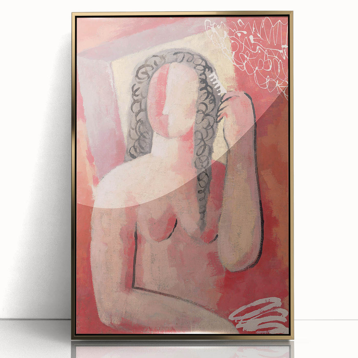 Modern Wall Art - Abstract Grooming Portrait in Warm Minimalist Style