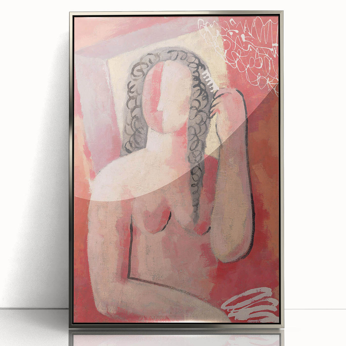 Modern Wall Art - Abstract Grooming Portrait in Warm Minimalist Style