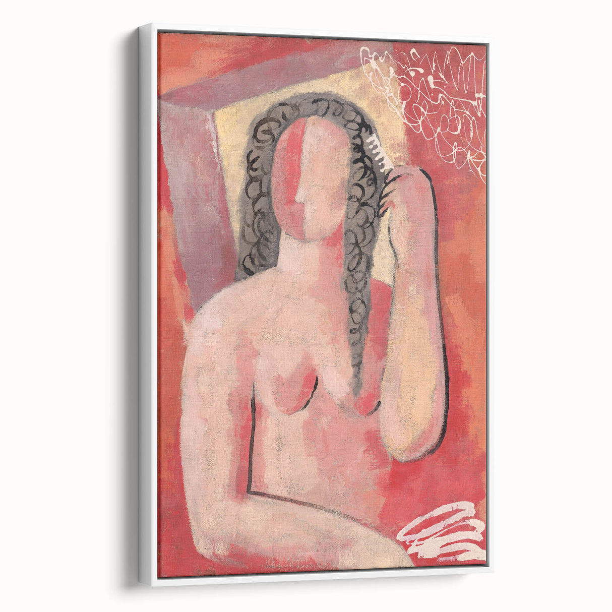 Modern Wall Art - Abstract Grooming Portrait in Warm Minimalist Style