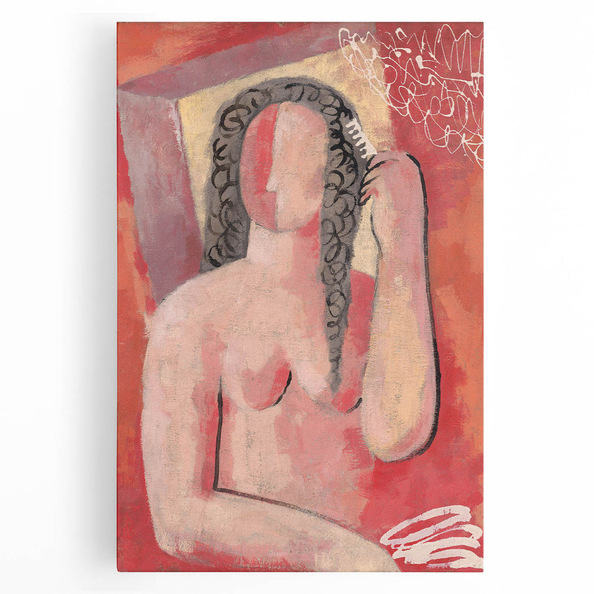 Modern Wall Art - Abstract Grooming Portrait in Warm Minimalist Style