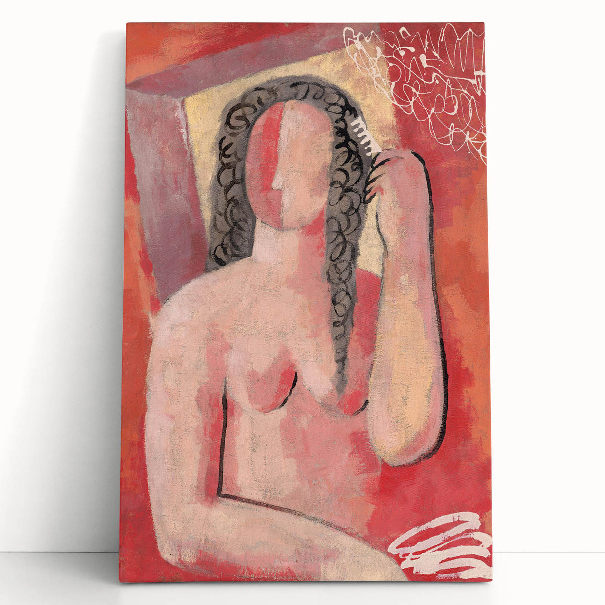 Modern Wall Art - Abstract Grooming Portrait in Warm Minimalist Style