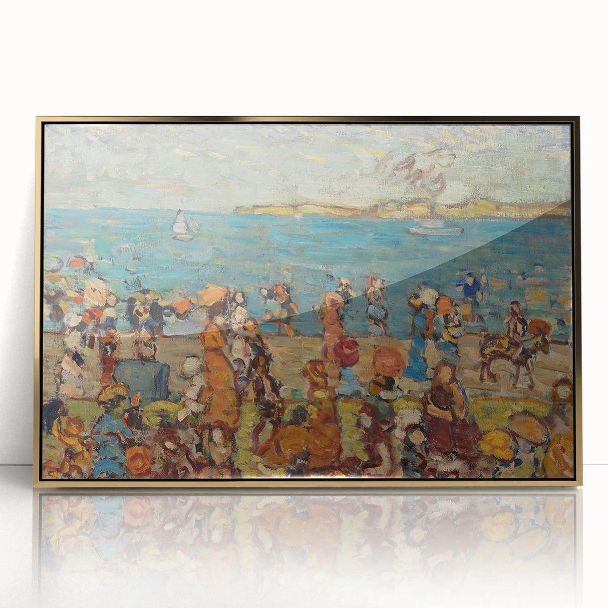 Modern Wall Art of Vibrant Beach Scene - Abstract Coastal Design