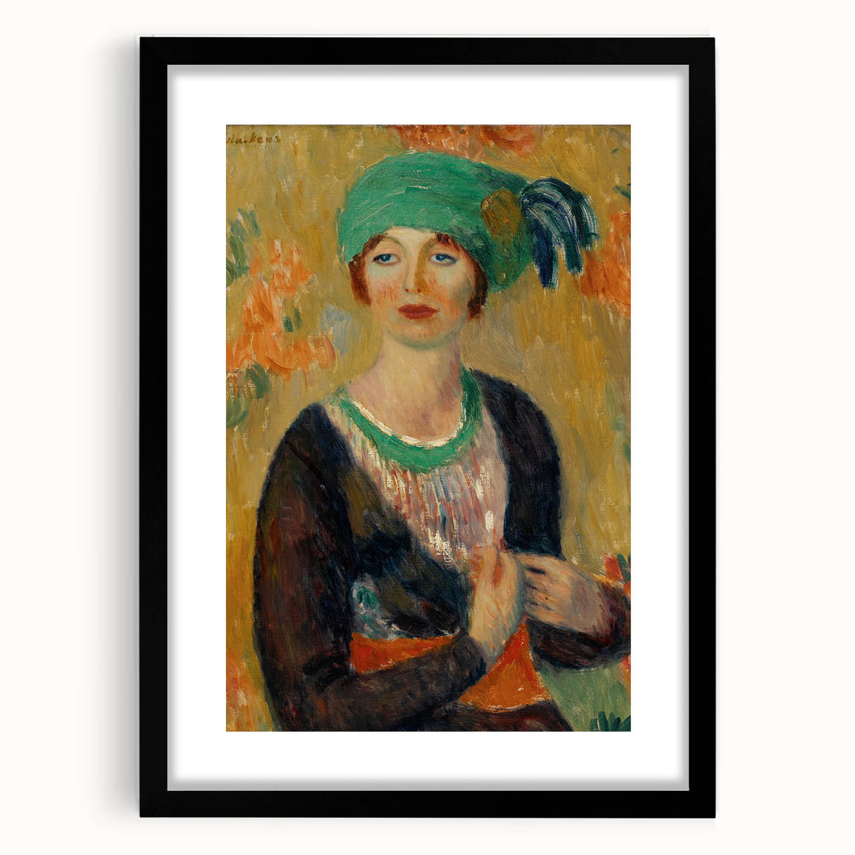 Modern Wall Art - Girl in Green Turban Portrait in Vibrant Impressionist Style