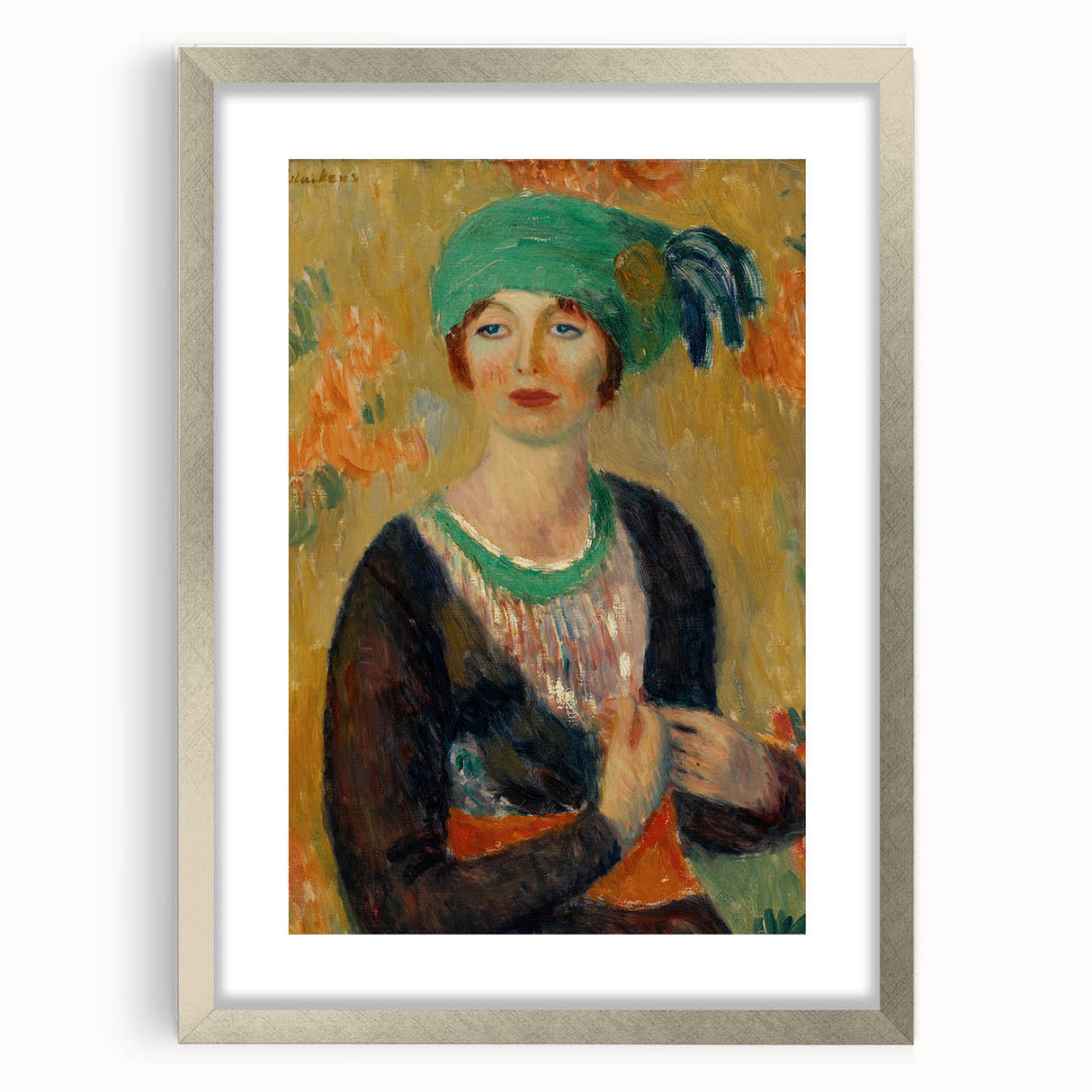 Modern Wall Art - Girl in Green Turban Portrait in Vibrant Impressionist Style