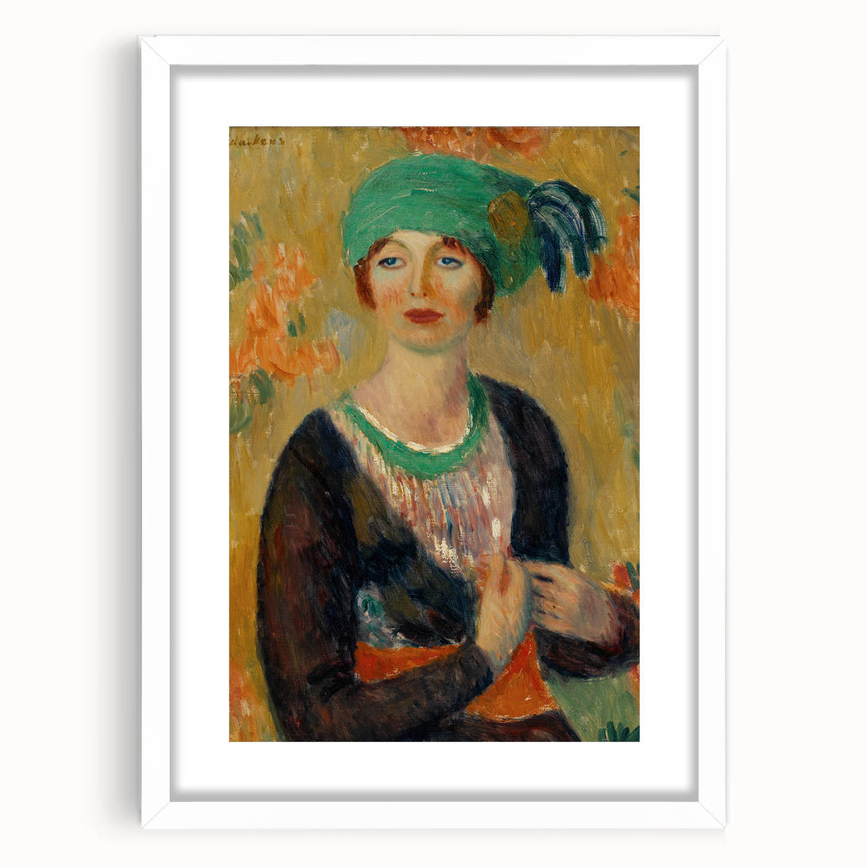 Modern Wall Art - Girl in Green Turban Portrait in Vibrant Impressionist Style