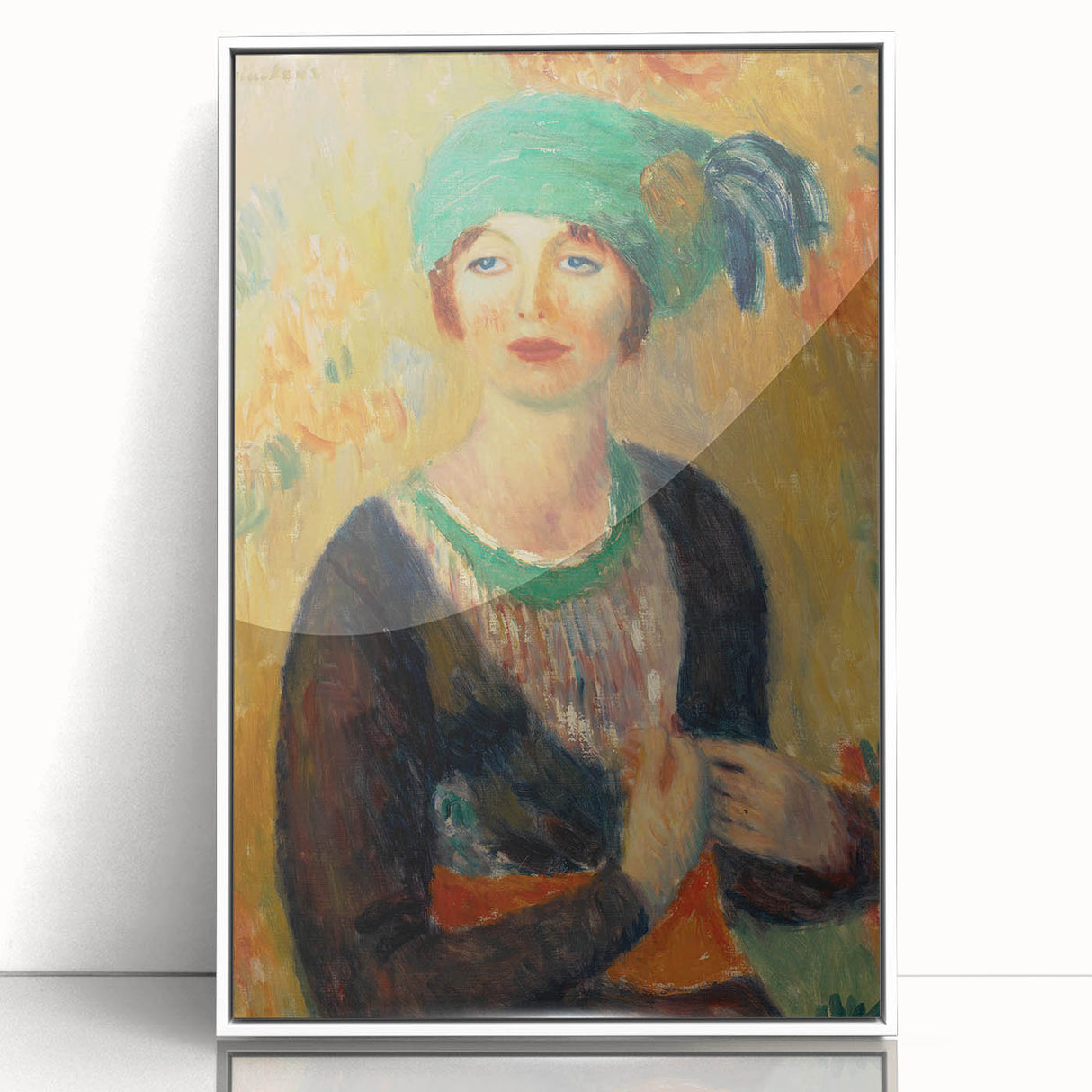 Modern Wall Art - Girl in Green Turban Portrait in Vibrant Impressionist Style