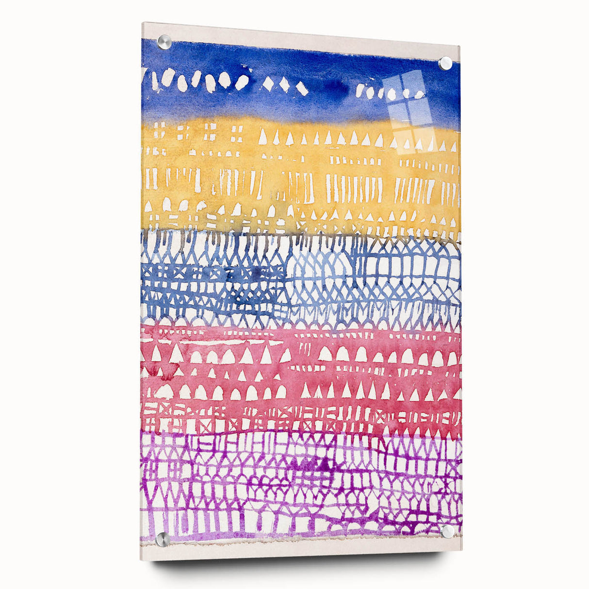 Modern Wall Art - Abstract Old City in Vibrant Geometric Patterns