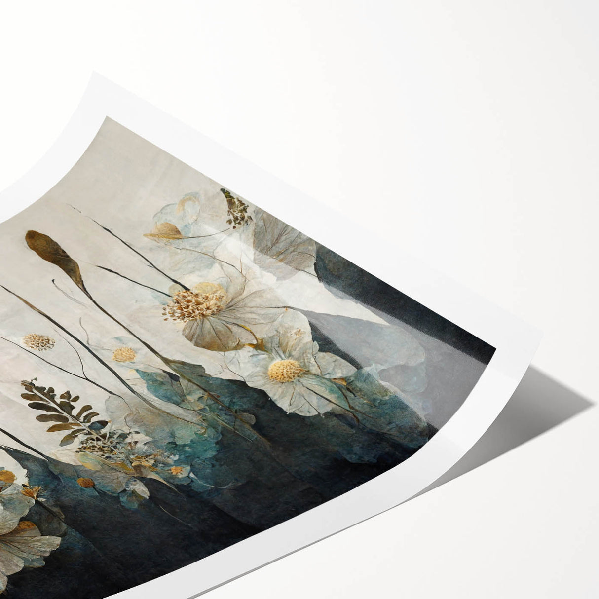 Abstract floral wall art print showcasing vibrant colors and intricate patterns, rolled and ready for display, perfect for modern home decor and art enthusiasts.