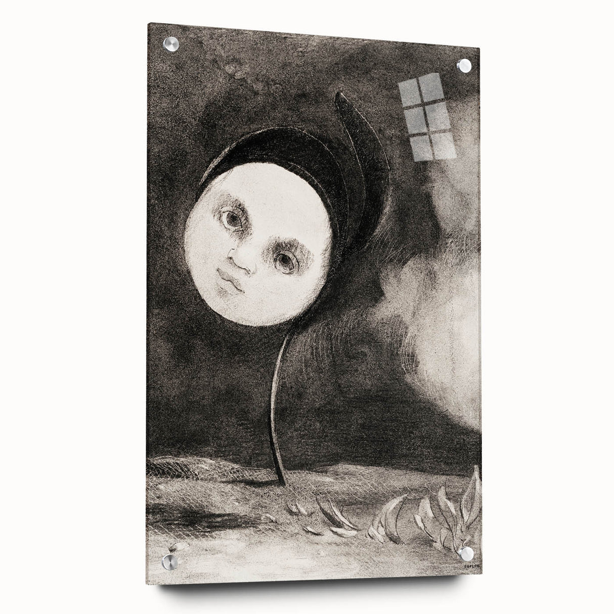 Modern Wall Art - Strange Flower Abstract Portrait in Monochromatic Style