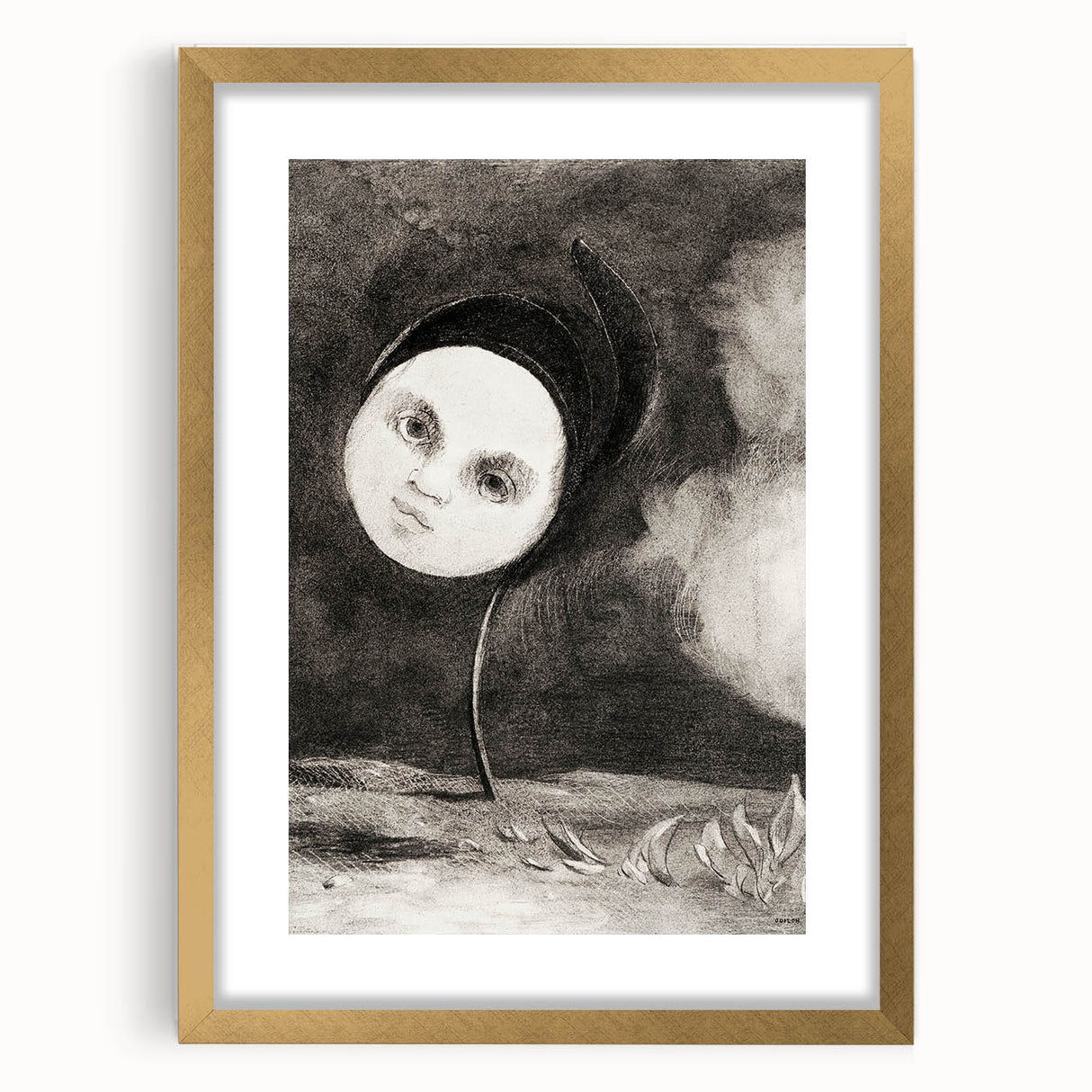 Modern Wall Art - Strange Flower Abstract Portrait in Monochromatic Style