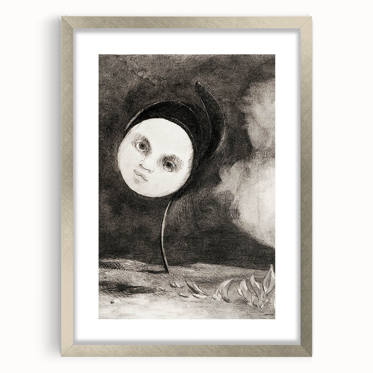 Modern Wall Art - Strange Flower Abstract Portrait in Monochromatic Style