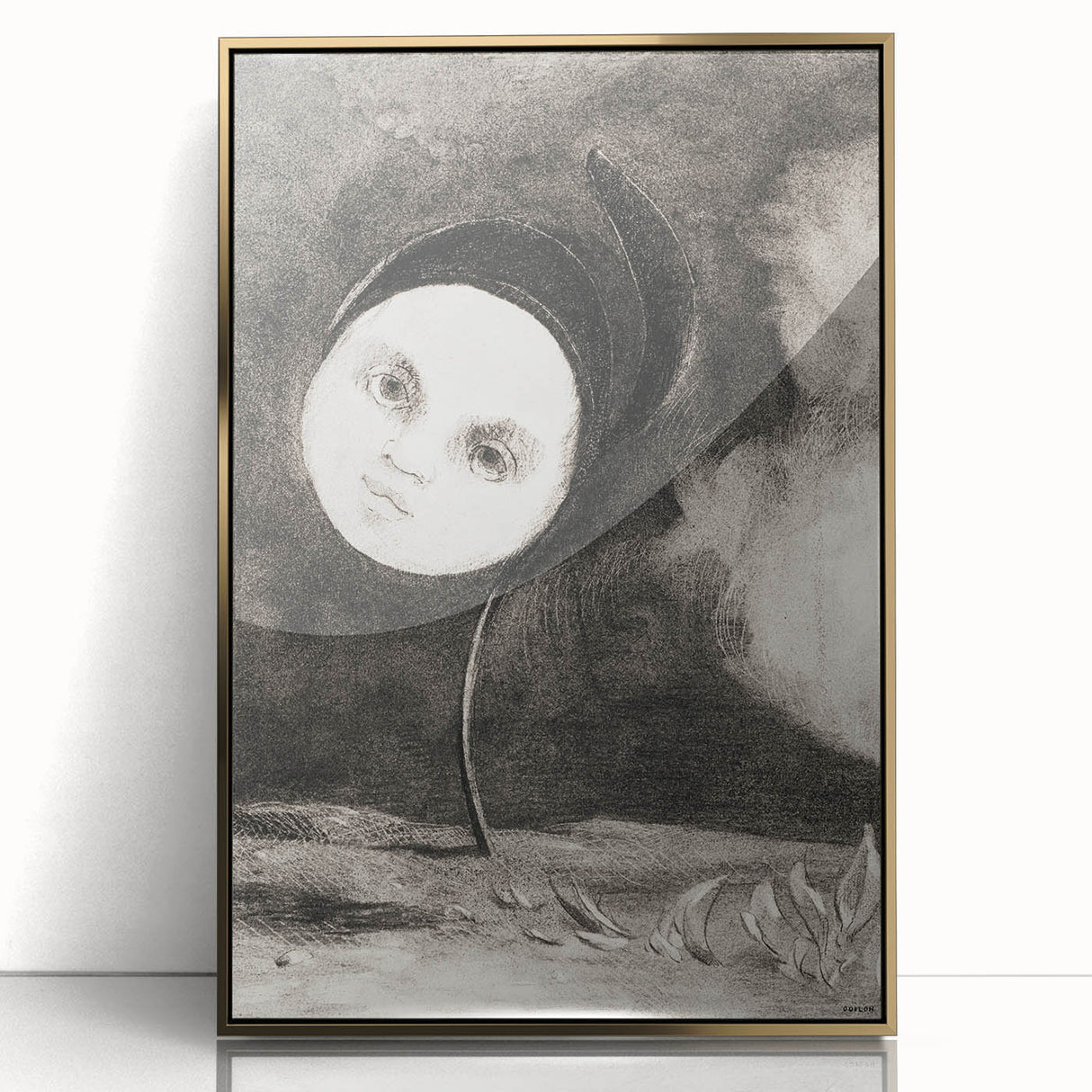 Modern Wall Art - Strange Flower Abstract Portrait in Monochromatic Style