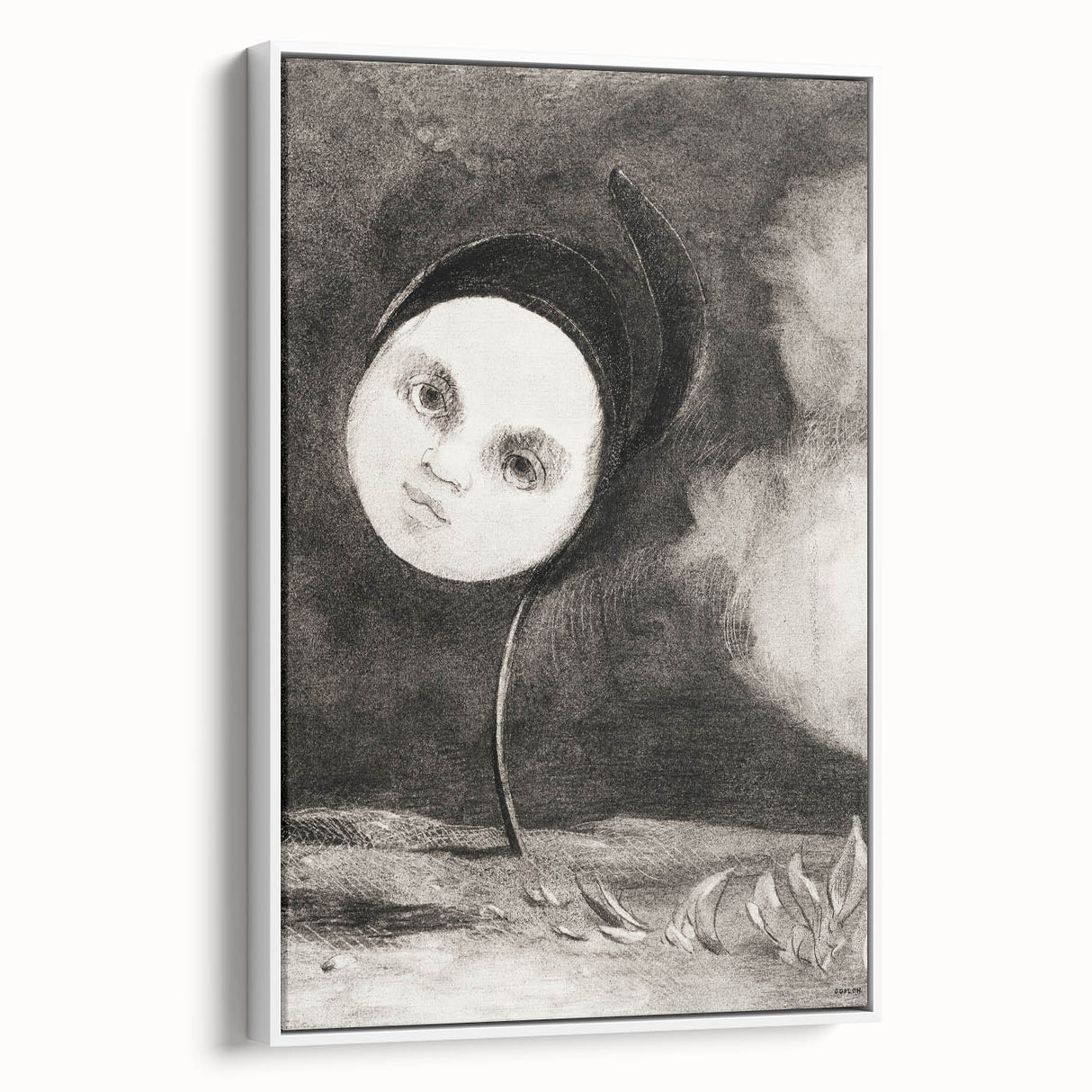 Modern Wall Art - Strange Flower Abstract Portrait in Monochromatic Style