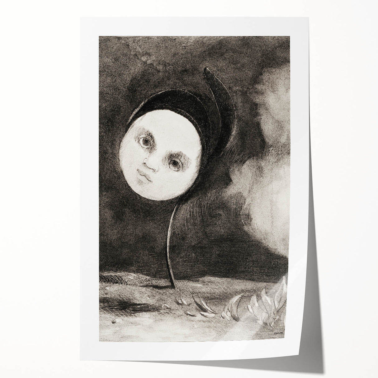 Modern Wall Art - Strange Flower Abstract Portrait in Monochromatic Style