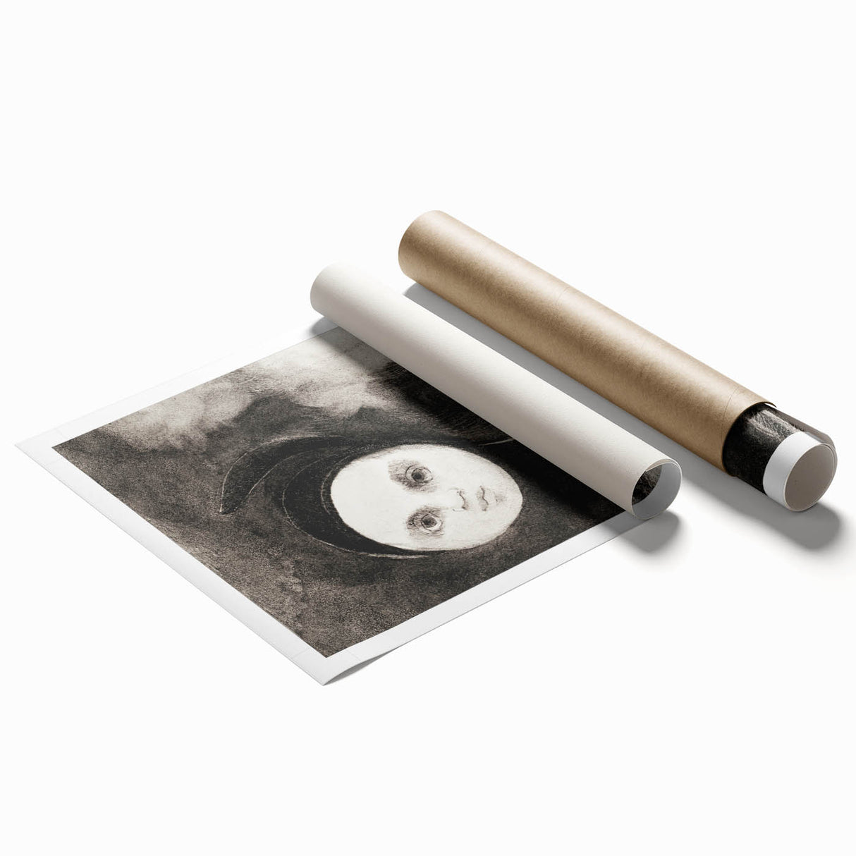 Modern Wall Art - Strange Flower Abstract Portrait in Monochromatic Style