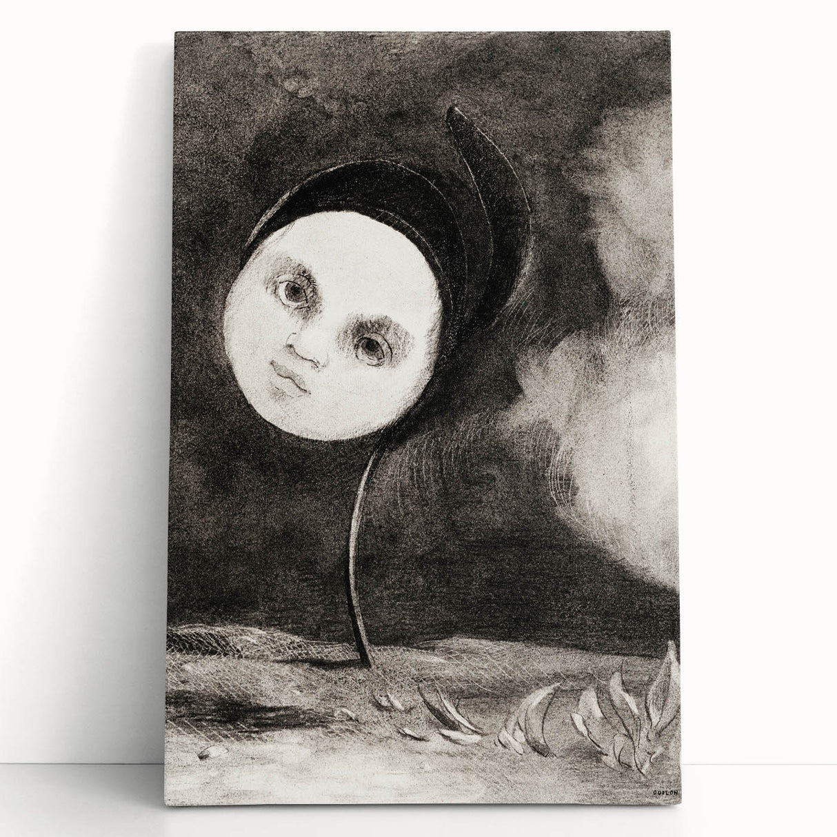 Modern Wall Art - Strange Flower Abstract Portrait in Monochromatic Style