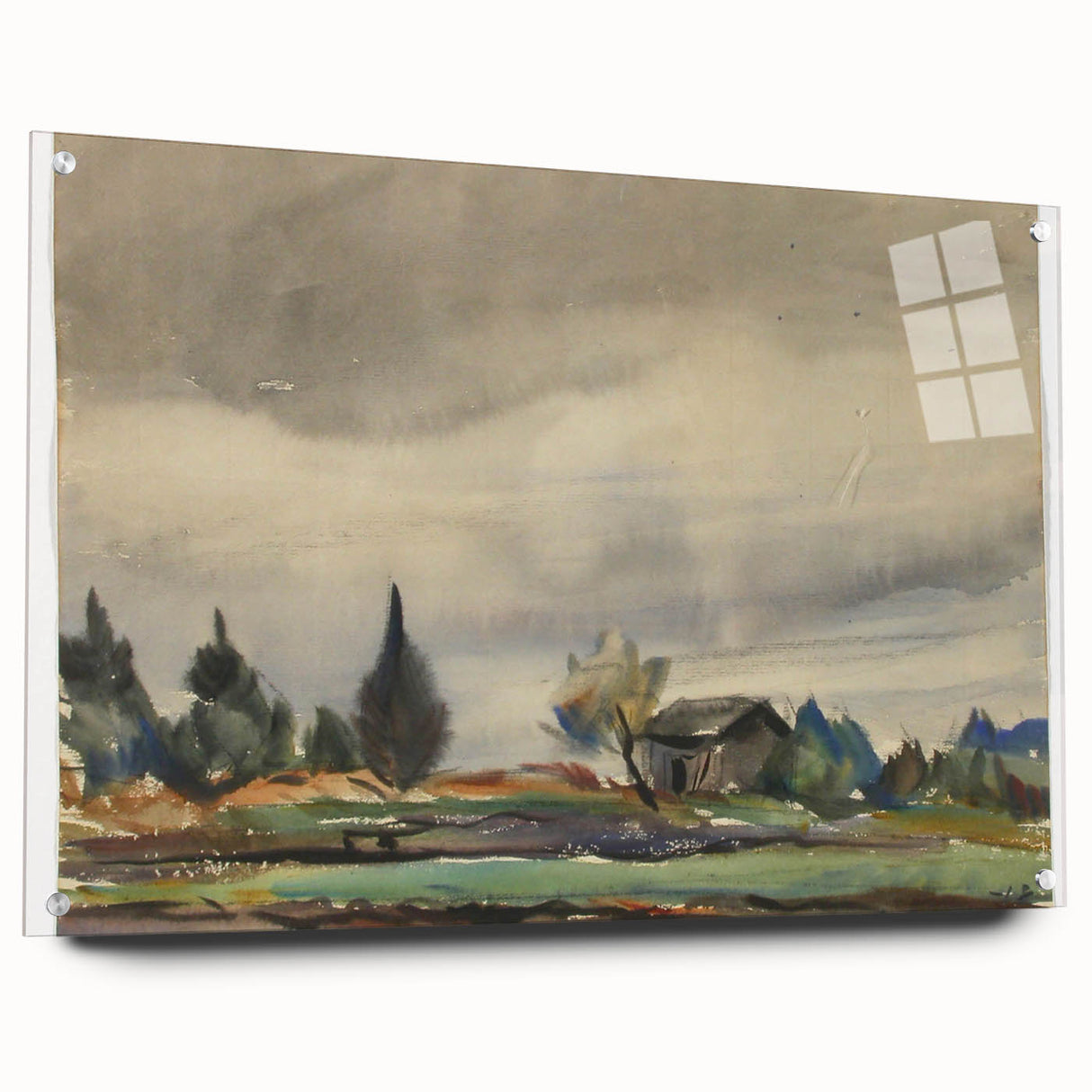 Modern Wall Art of Rainy Landscape Scene - Minimalist Contemporary Style