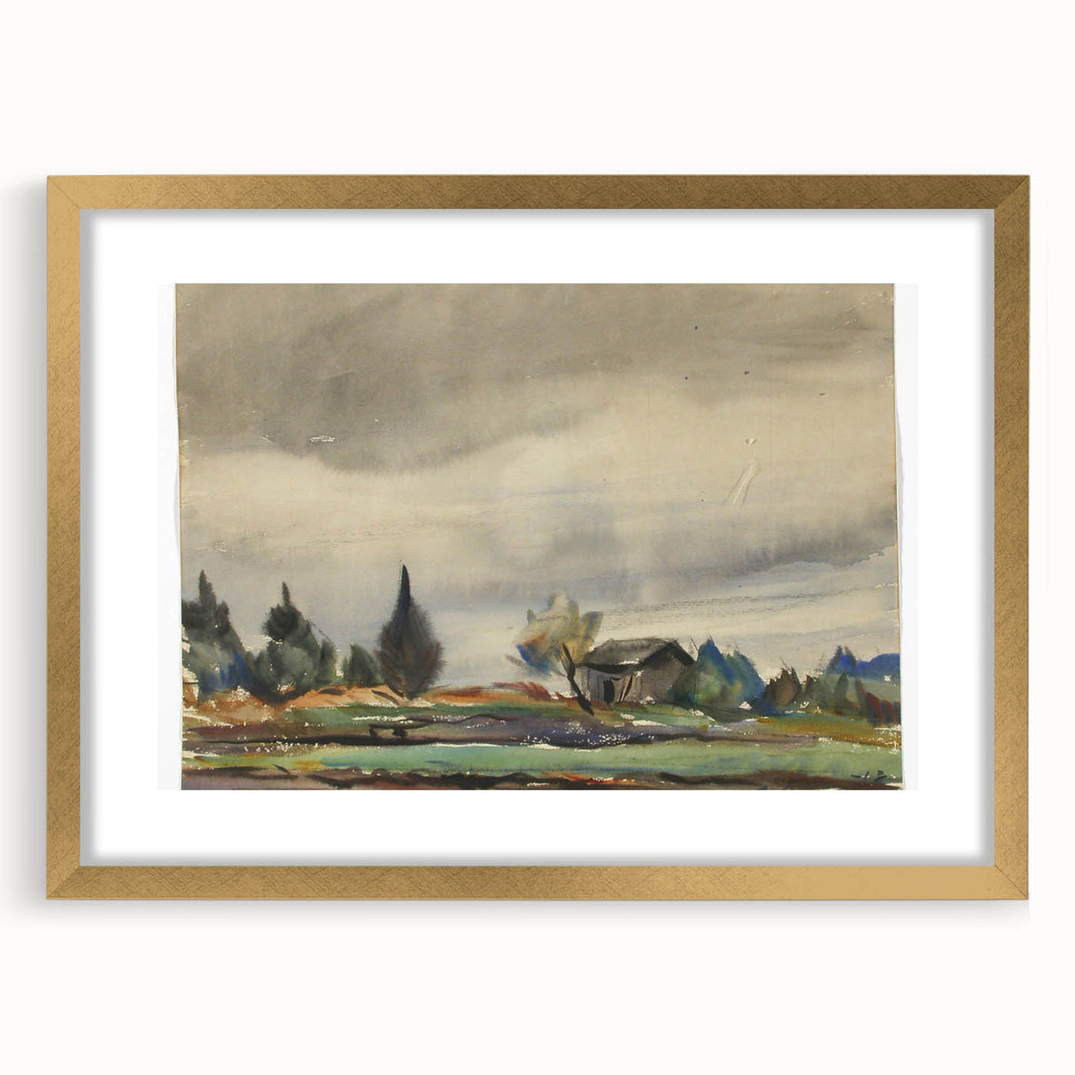 Modern Wall Art of Rainy Landscape Scene - Minimalist Contemporary Style