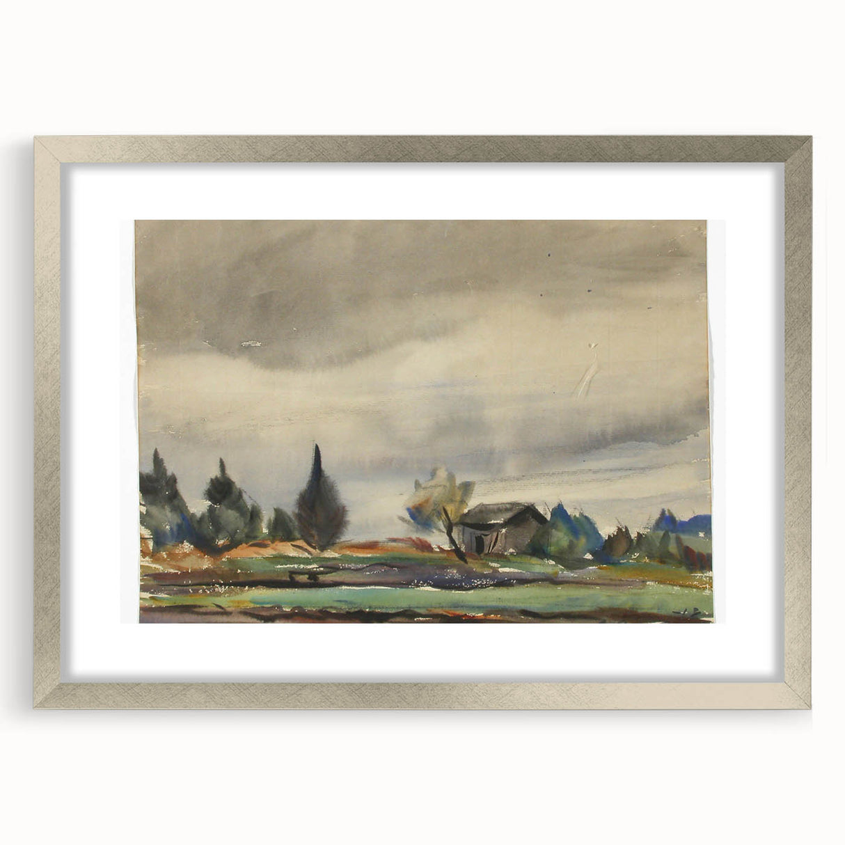 Modern Wall Art of Rainy Landscape Scene - Minimalist Contemporary Style