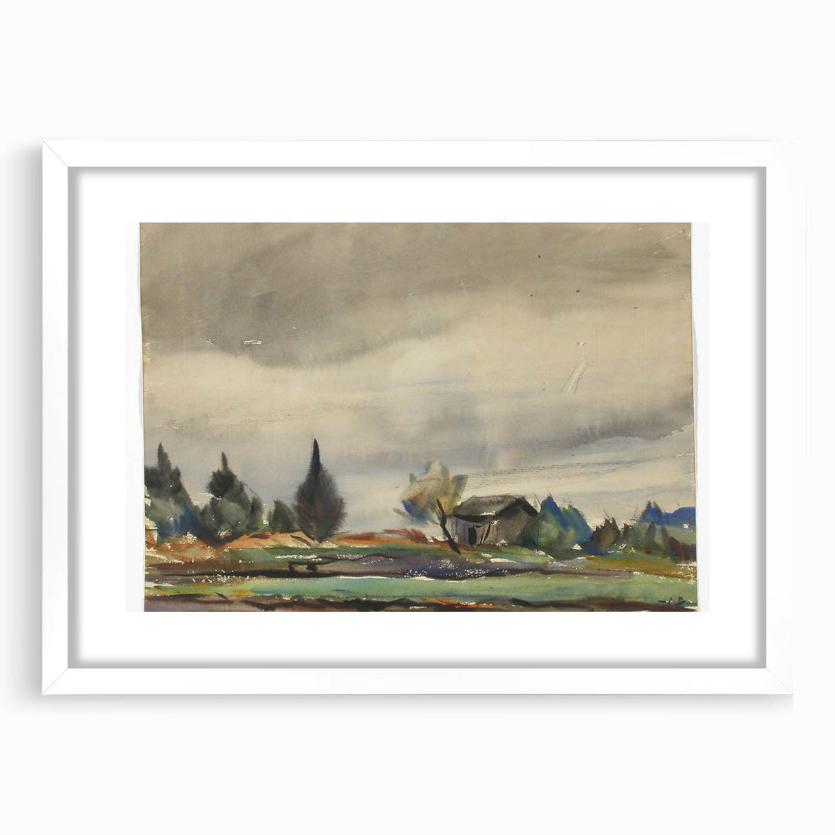 Modern Wall Art of Rainy Landscape Scene - Minimalist Contemporary Style