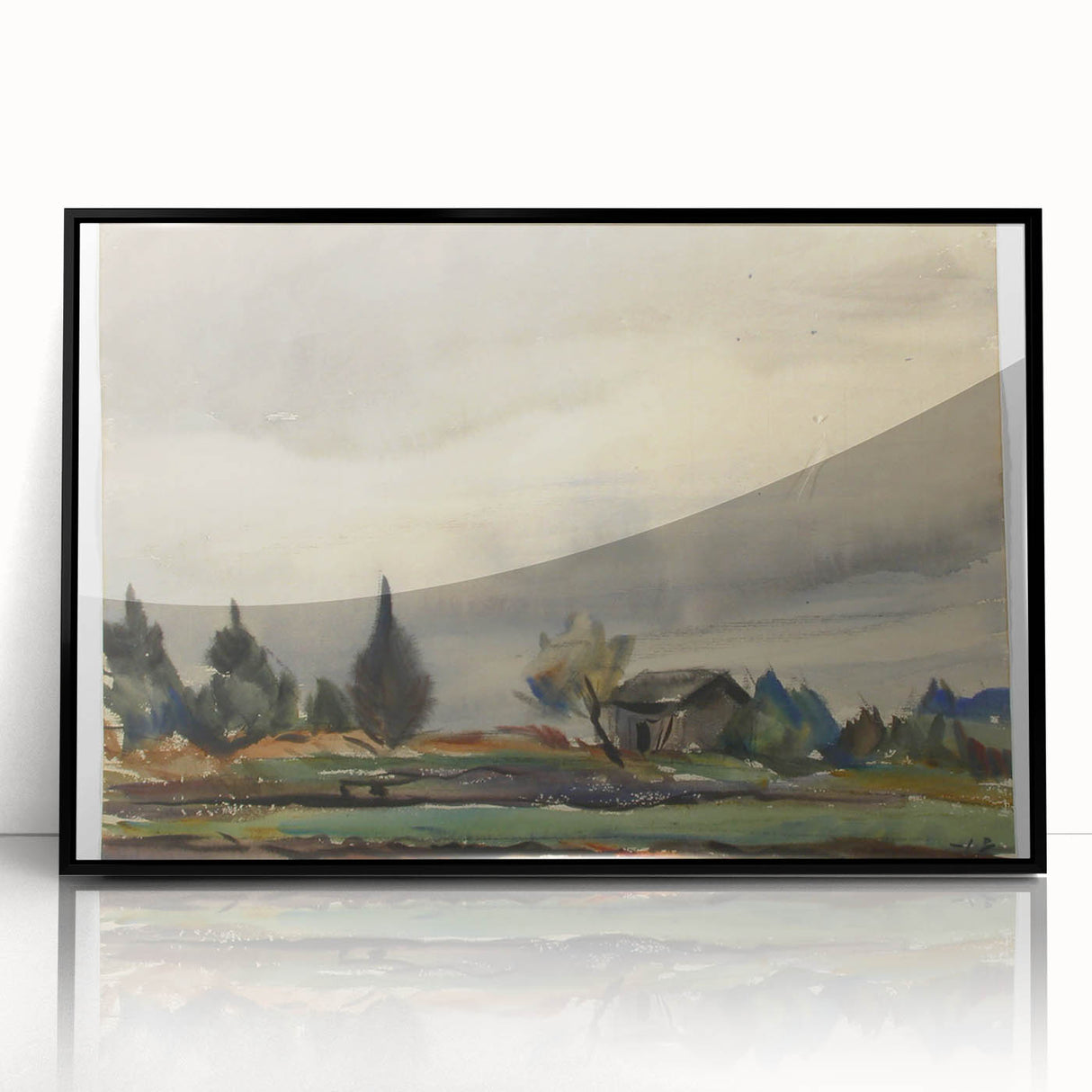 Modern Wall Art of Rainy Landscape Scene - Minimalist Contemporary Style