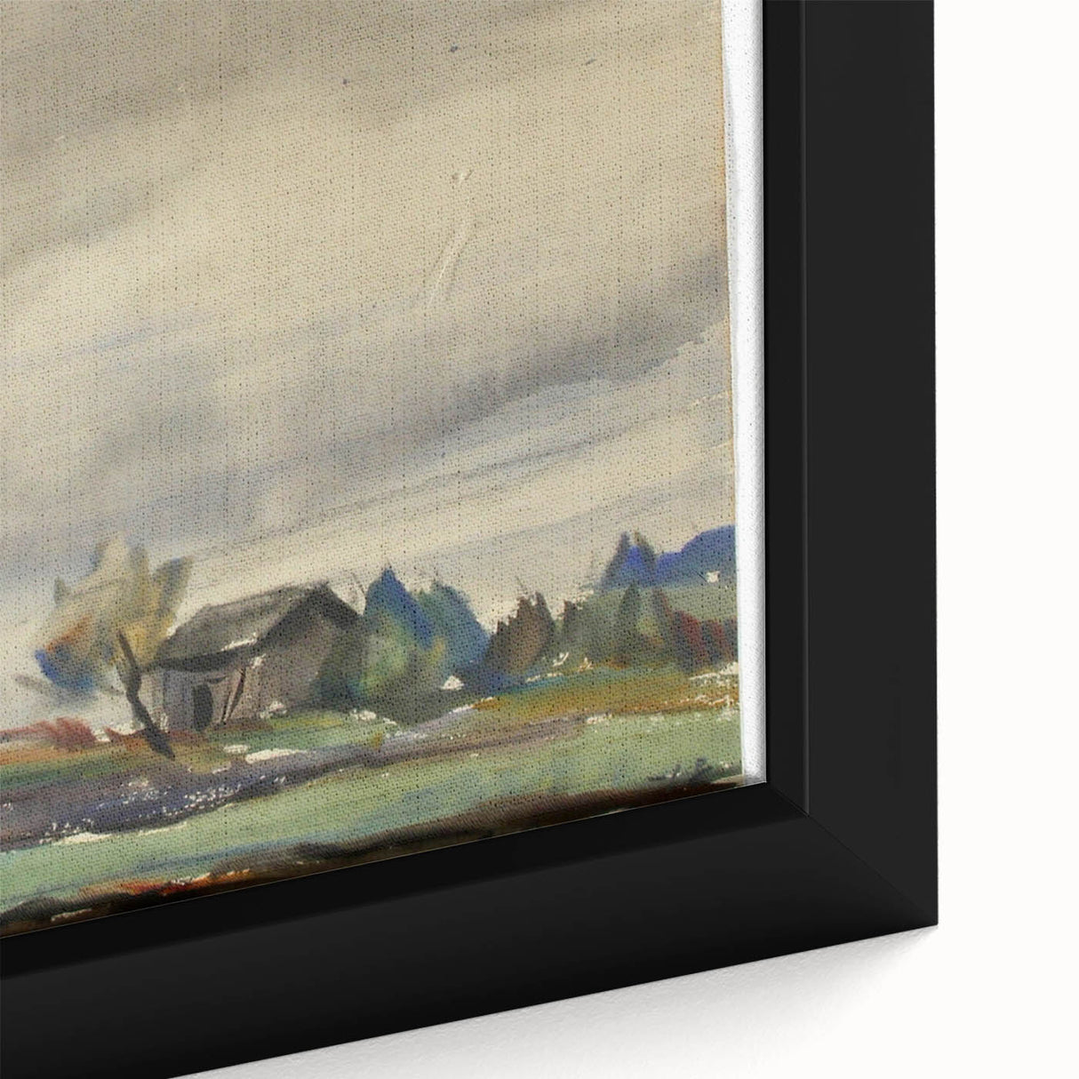 Modern Wall Art of Rainy Landscape Scene - Minimalist Contemporary Style