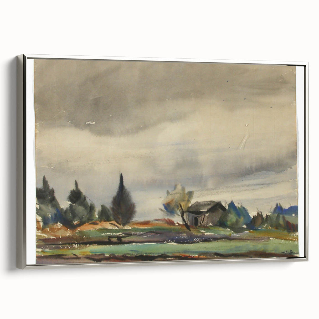 Modern Wall Art of Rainy Landscape Scene - Minimalist Contemporary Style