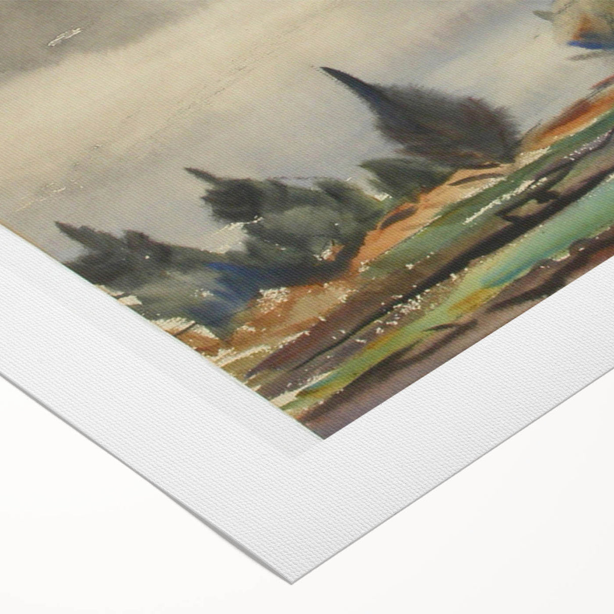 Modern Wall Art of Rainy Landscape Scene - Minimalist Contemporary Style