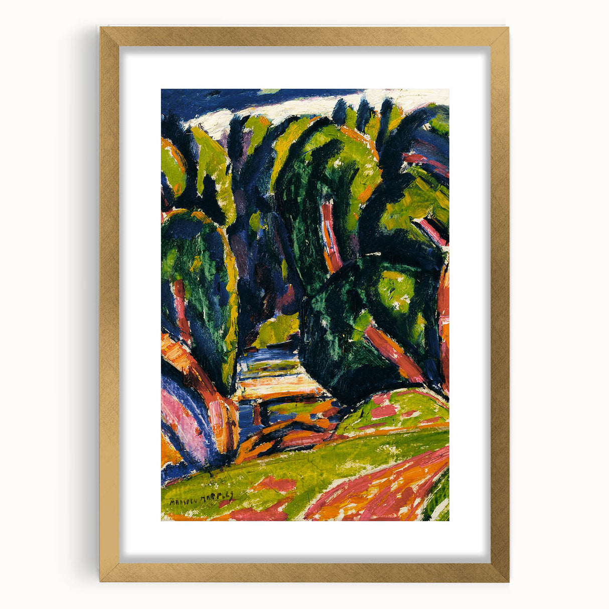 Modern Wall Art - Red Tree Abstract Landscape in Vibrant Expressionist Style