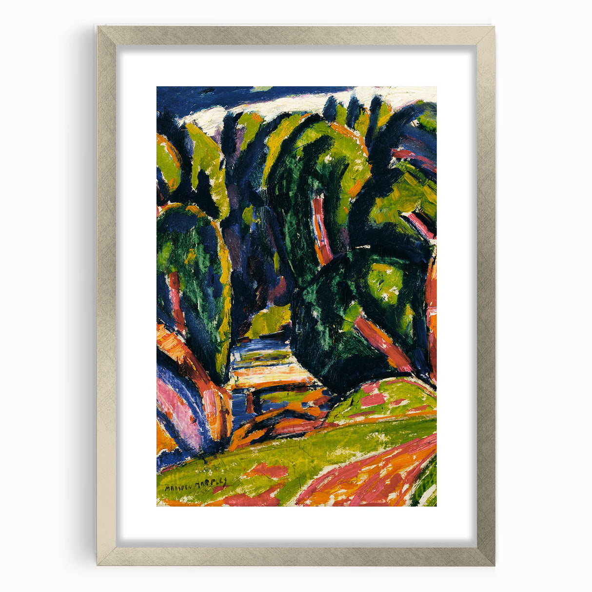 Modern Wall Art - Red Tree Abstract Landscape in Vibrant Expressionist Style