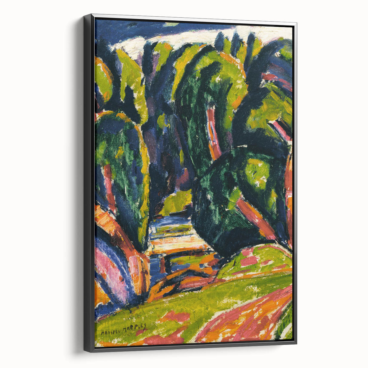 Modern Wall Art - Red Tree Abstract Landscape in Vibrant Expressionist Style
