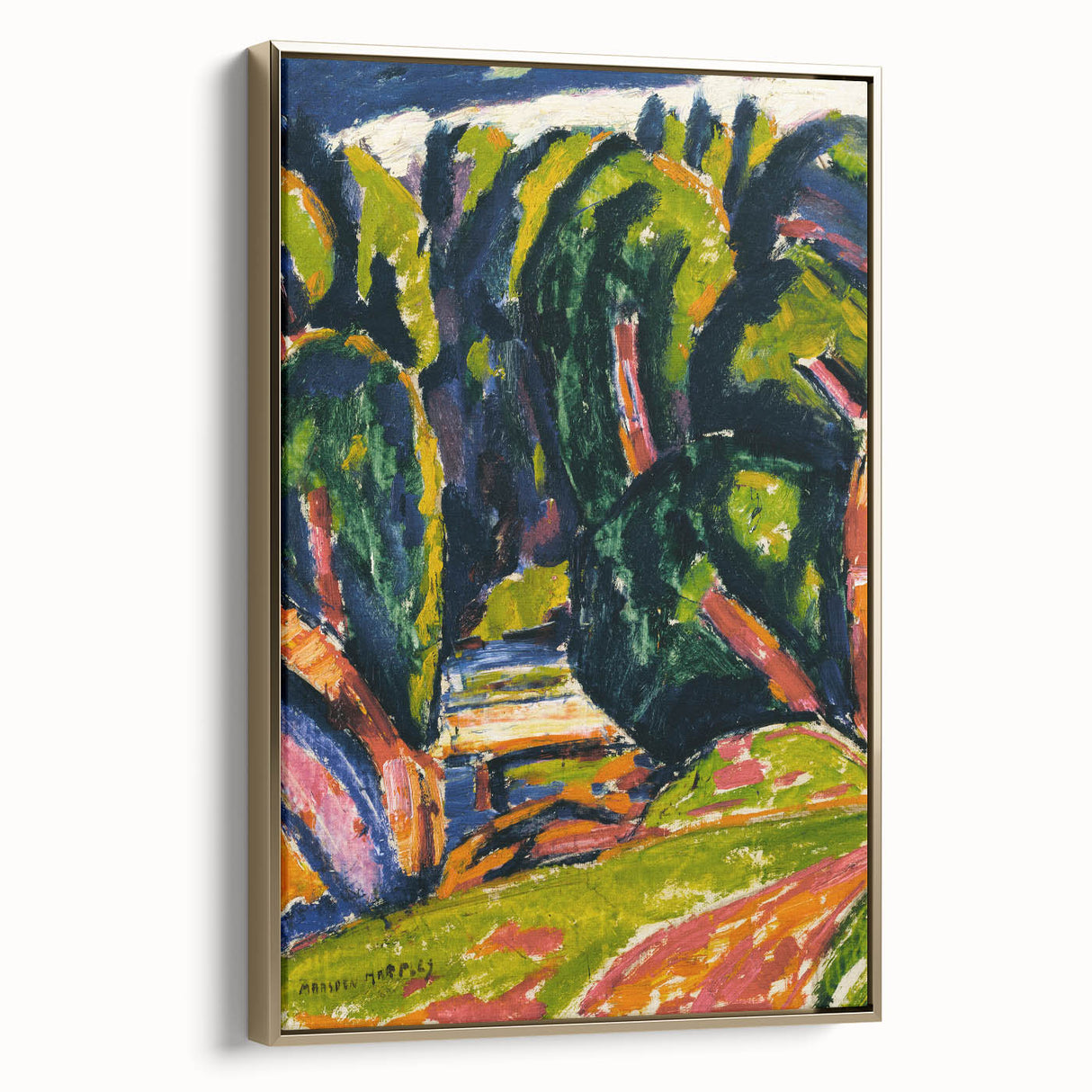 Modern Wall Art - Red Tree Abstract Landscape in Vibrant Expressionist Style