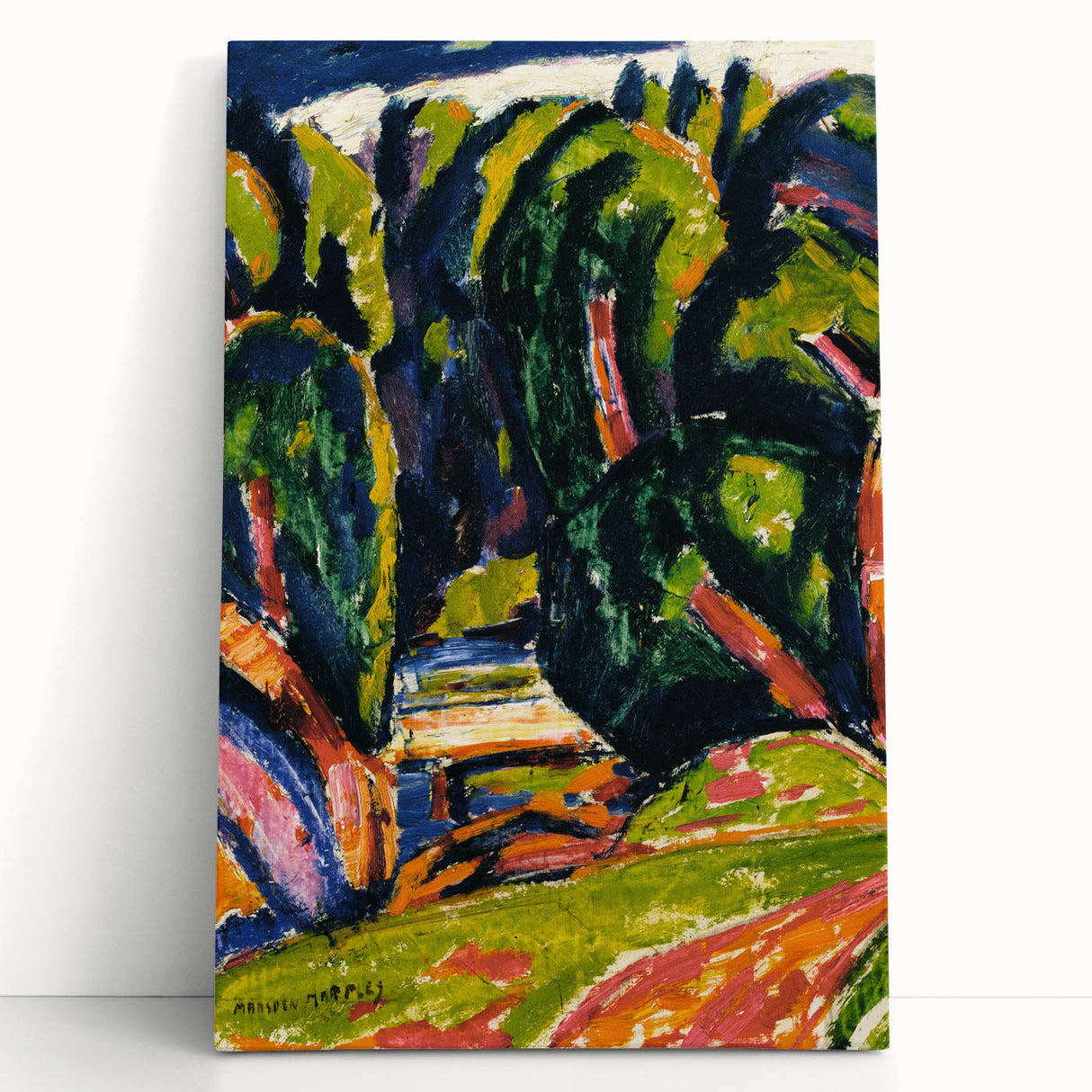 Modern Wall Art - Red Tree Abstract Landscape in Vibrant Expressionist Style