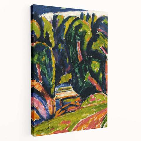 Modern Wall Art - Red Tree Abstract Landscape in Vibrant Expressionist Style