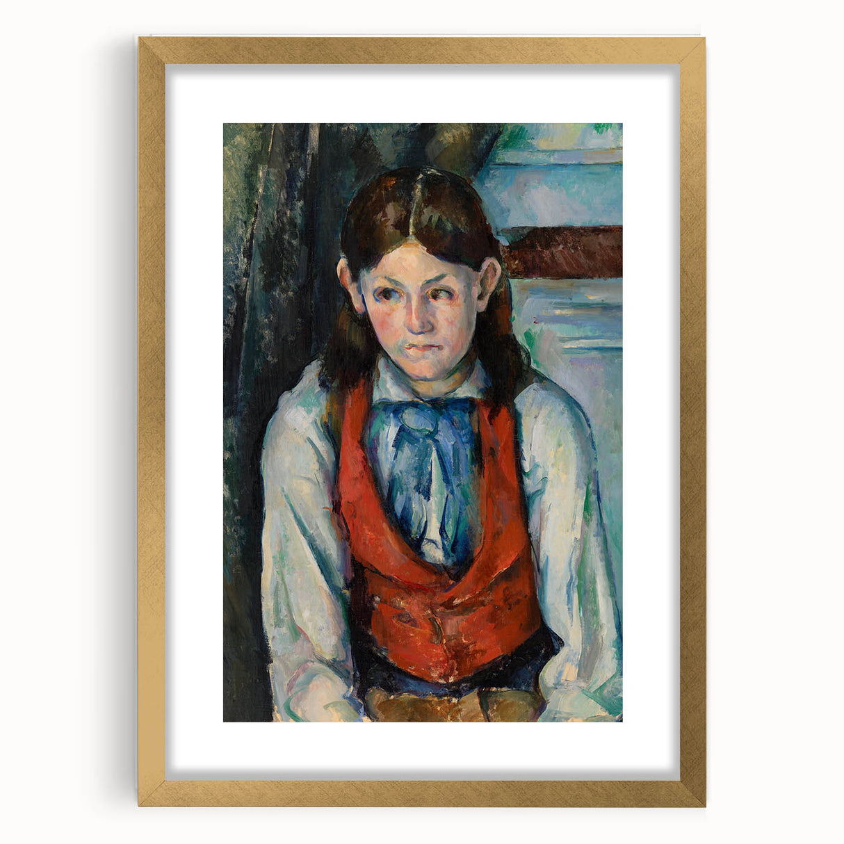 Modern Wall Art - Boy in a Red Vest Portrait by Paul Cézanne