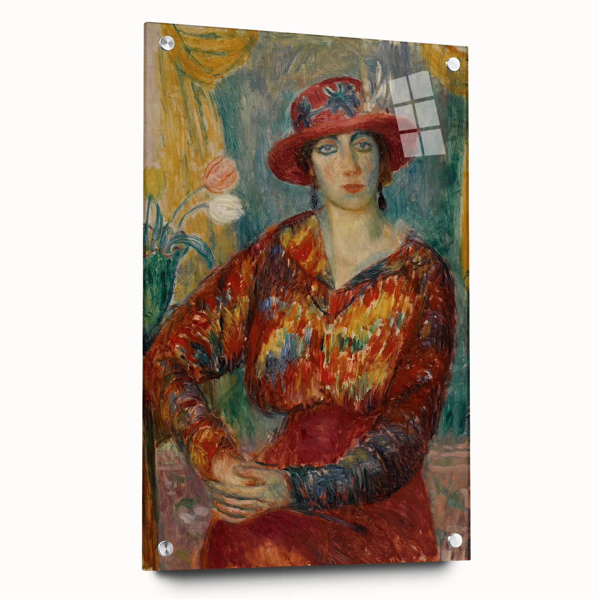 Modern Wall Art - Woman in Red Blouse with Tulips by Glackens