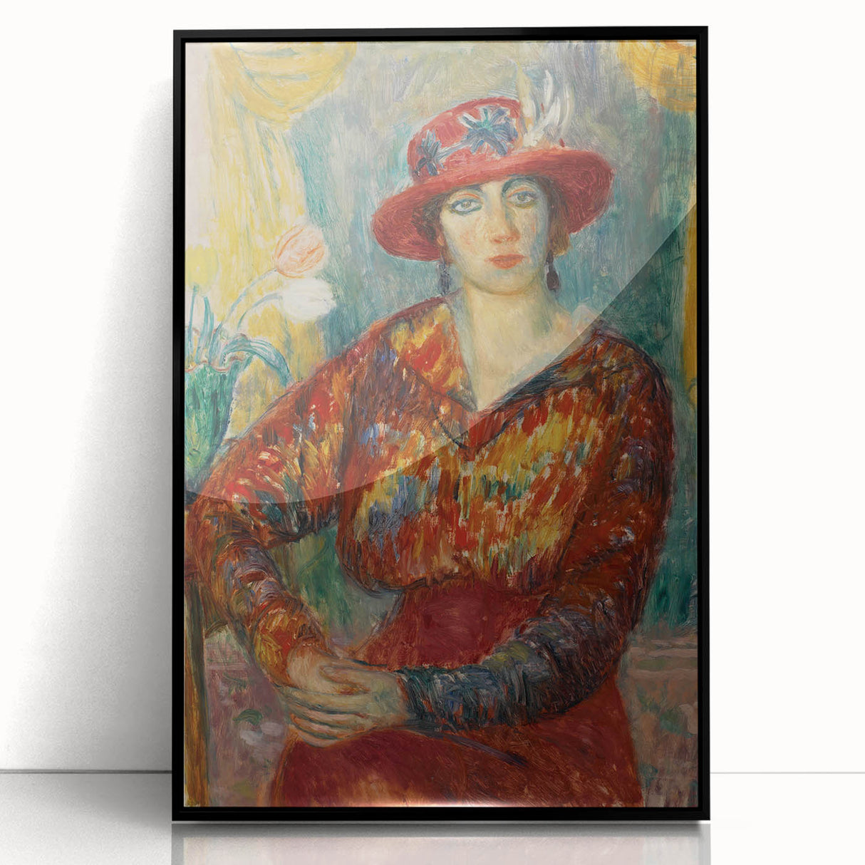 Modern Wall Art - Woman in Red Blouse with Tulips by Glackens