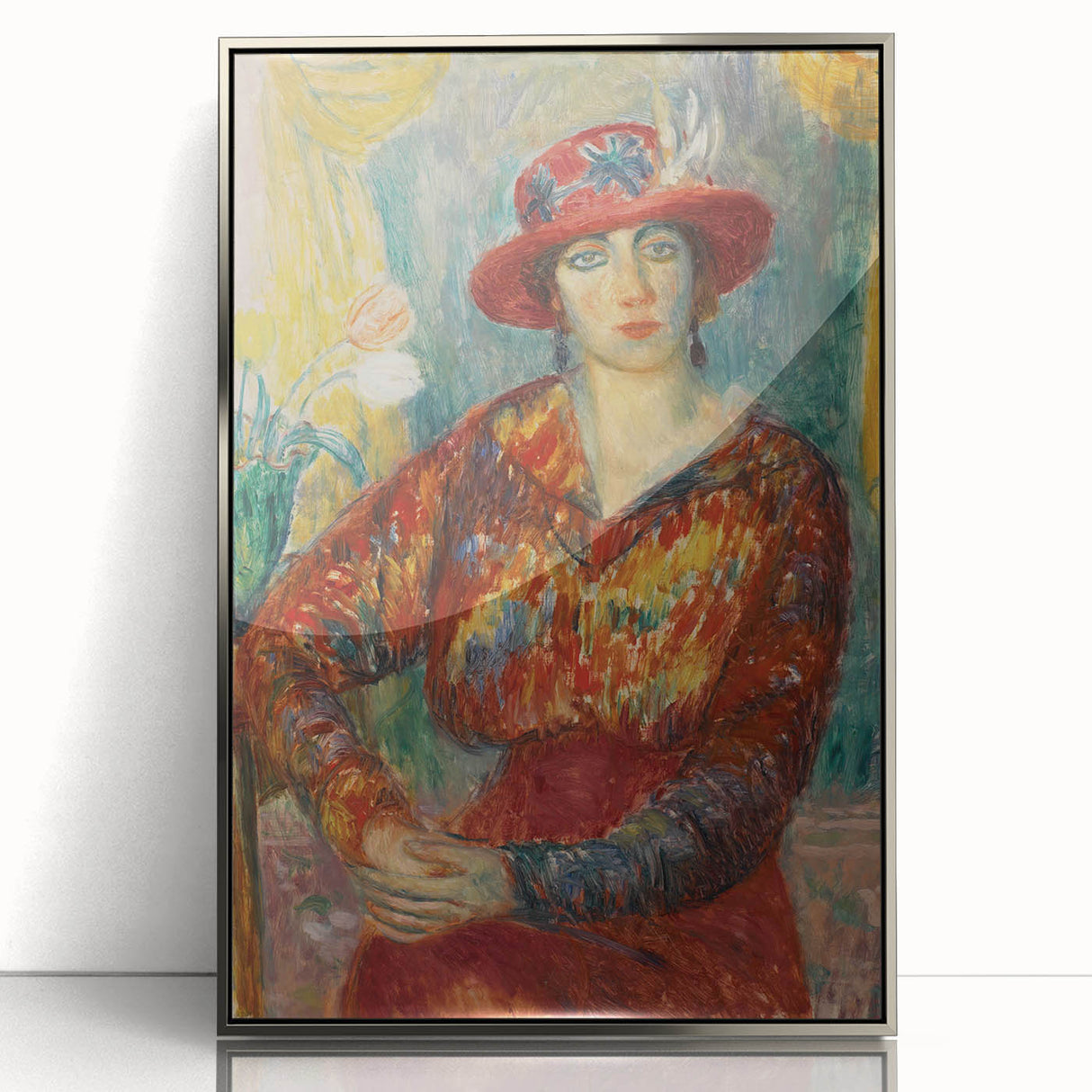 Modern Wall Art - Woman in Red Blouse with Tulips by Glackens