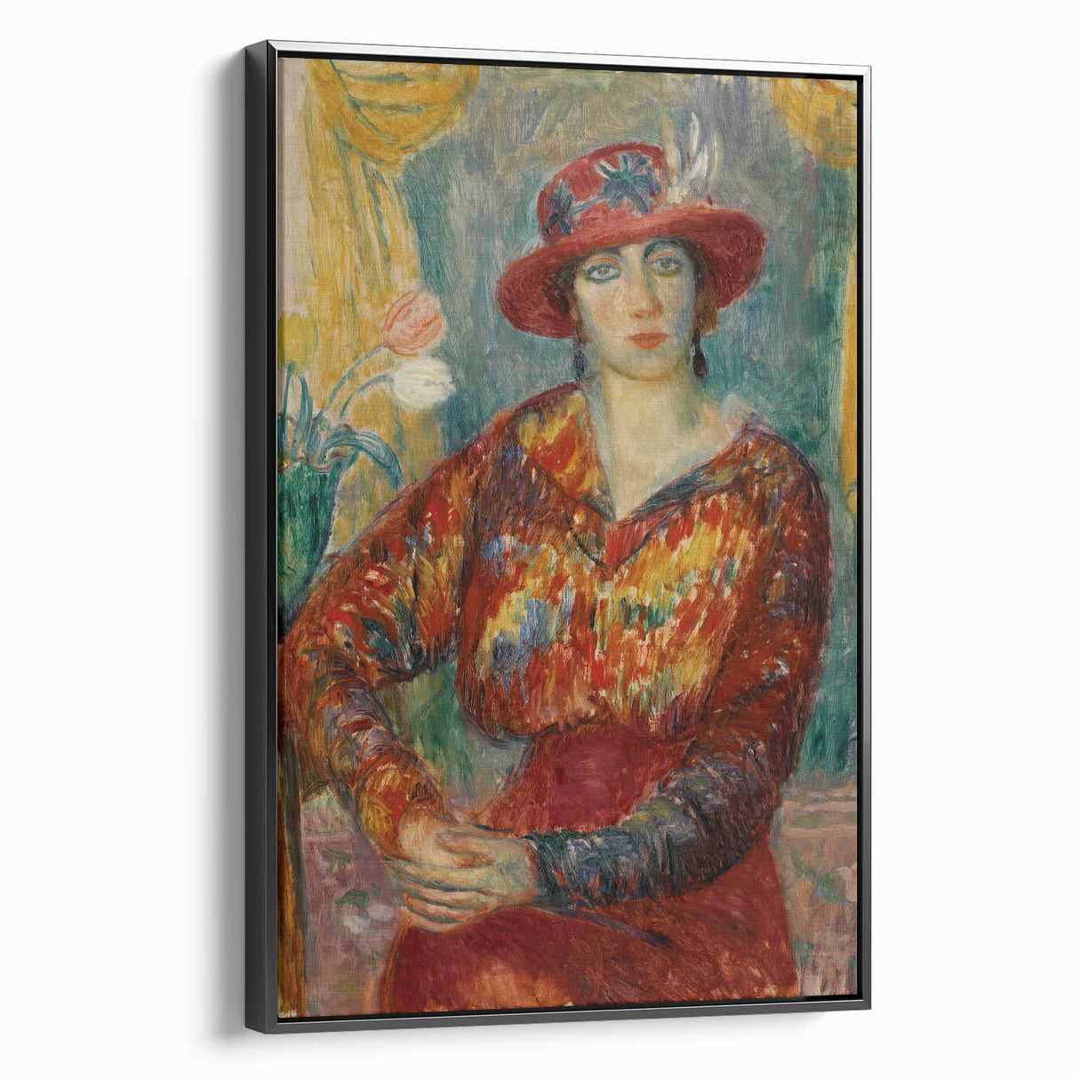 Modern Wall Art - Woman in Red Blouse with Tulips by Glackens