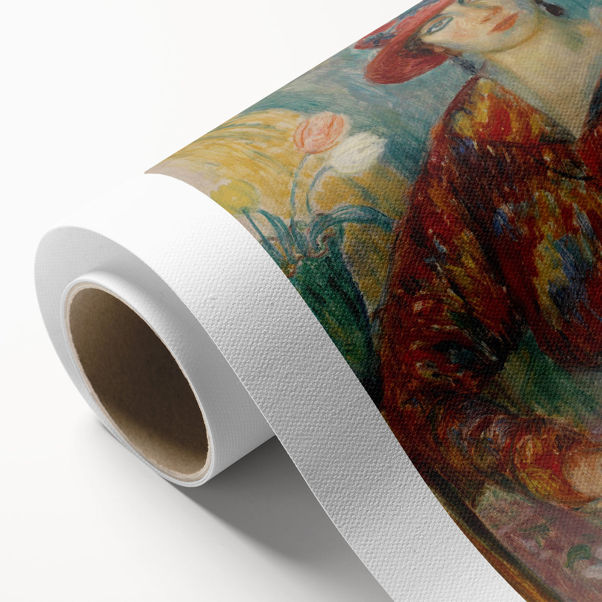 Modern Wall Art - Woman in Red Blouse with Tulips by Glackens